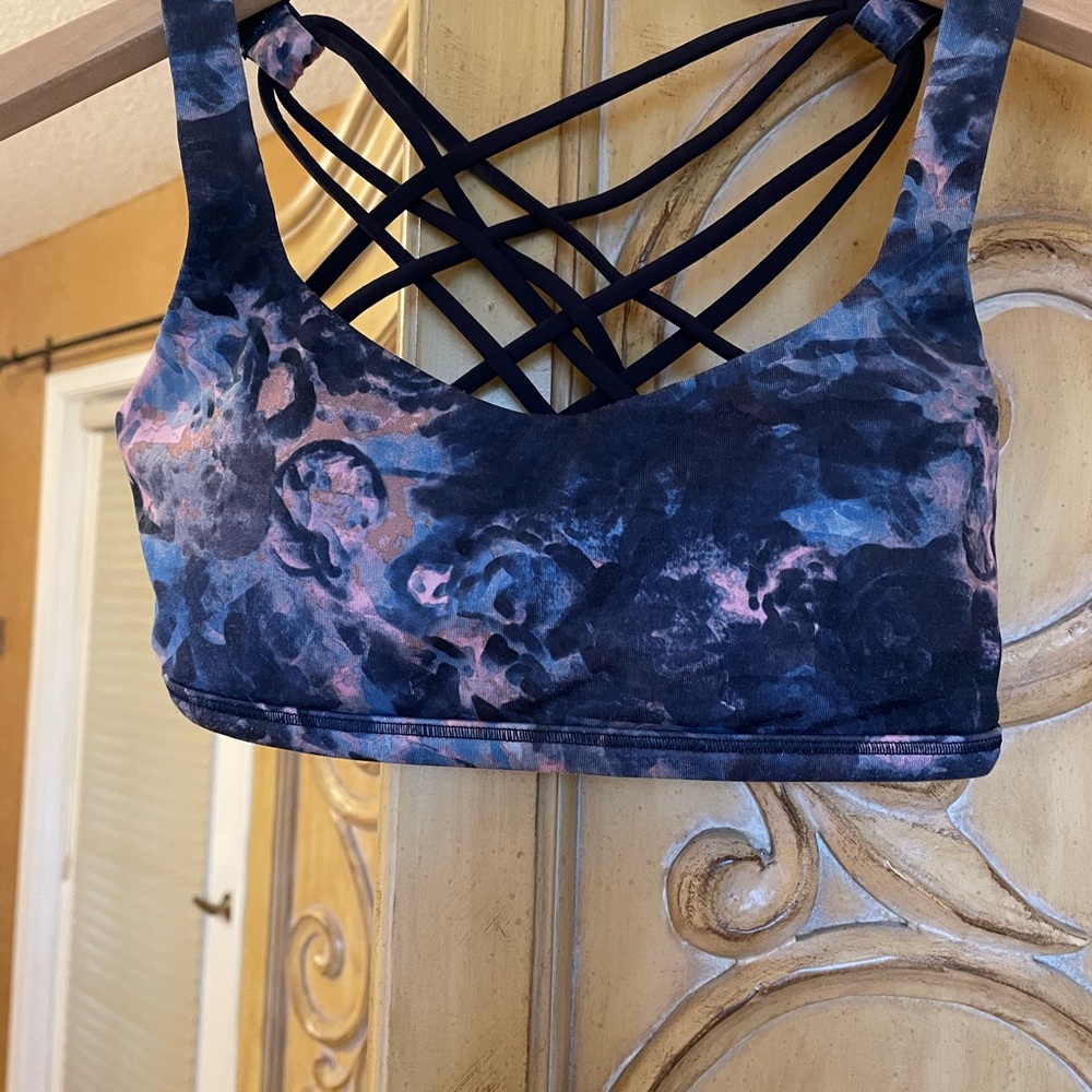 Lululemon Athletica Strappy Sports Bra - Black and Pink Tie-Dye